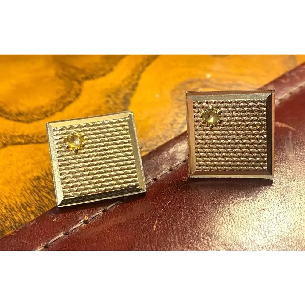 VTG Gold Tone Cufflinks with Etched Design